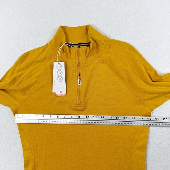 Smartwool Merino 250 Classic 1/4 Zip Baselayer Top Size L Women Gold Heather NEW - Picture 8 of 8